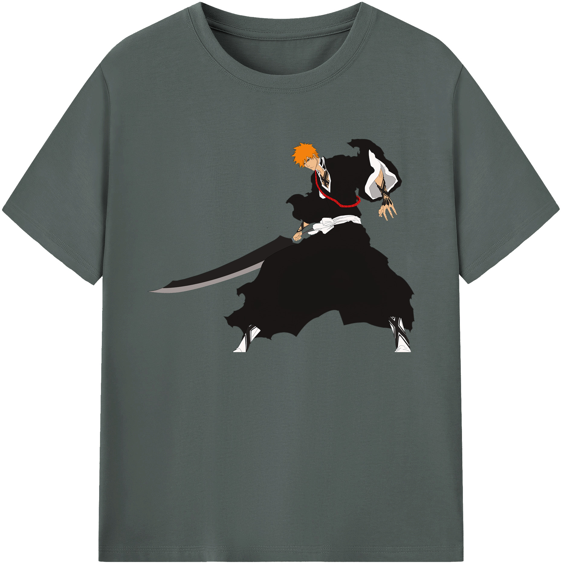（画像用） ブリーチ 黒崎一護（くろさき いちご）BLEACH Kurosaki Ichigo 綿100％ メンズ半袖Tシャツ｜肌触りやわらか＆通気性